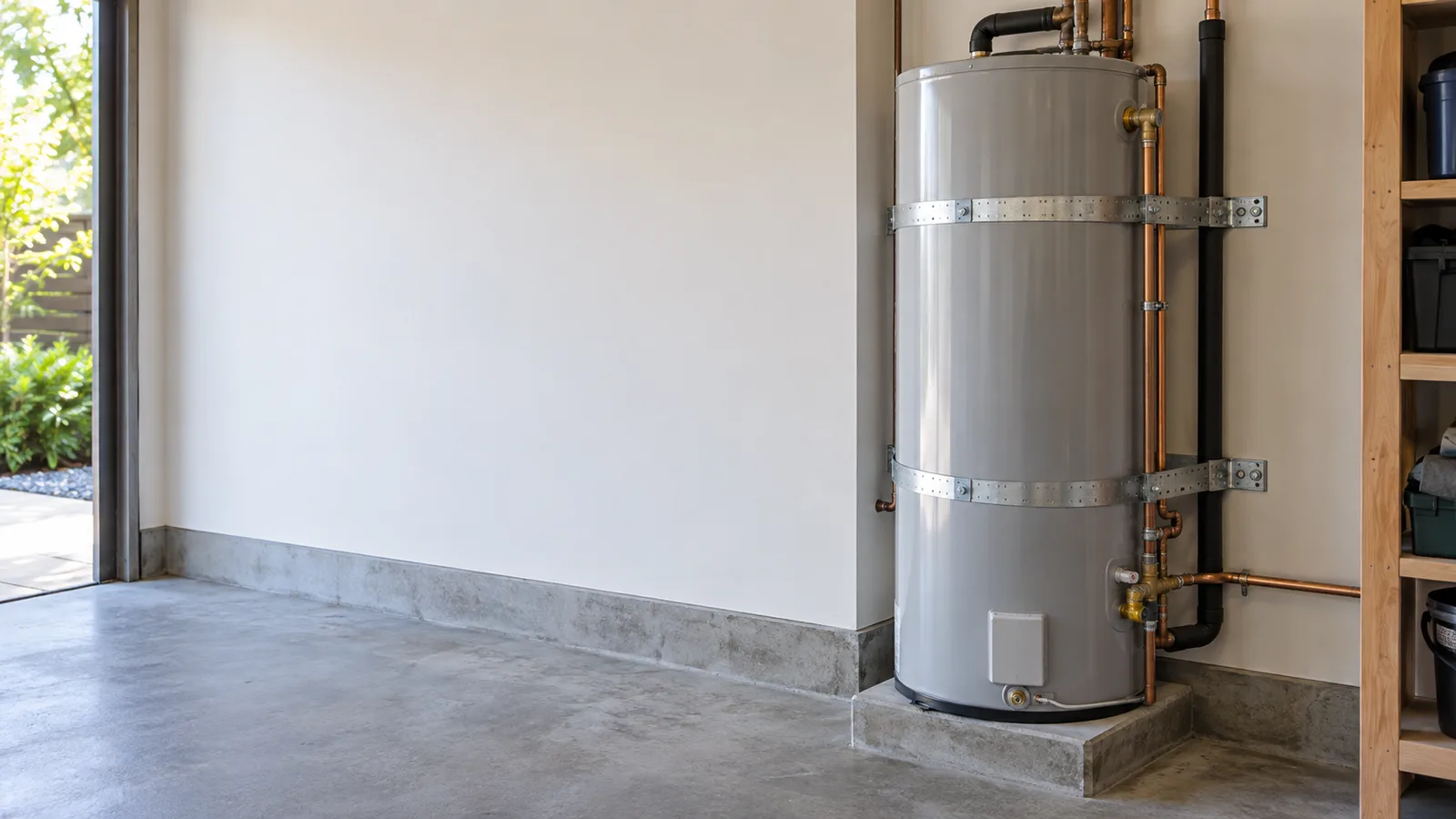 Hot-water cylinder installation service illustration