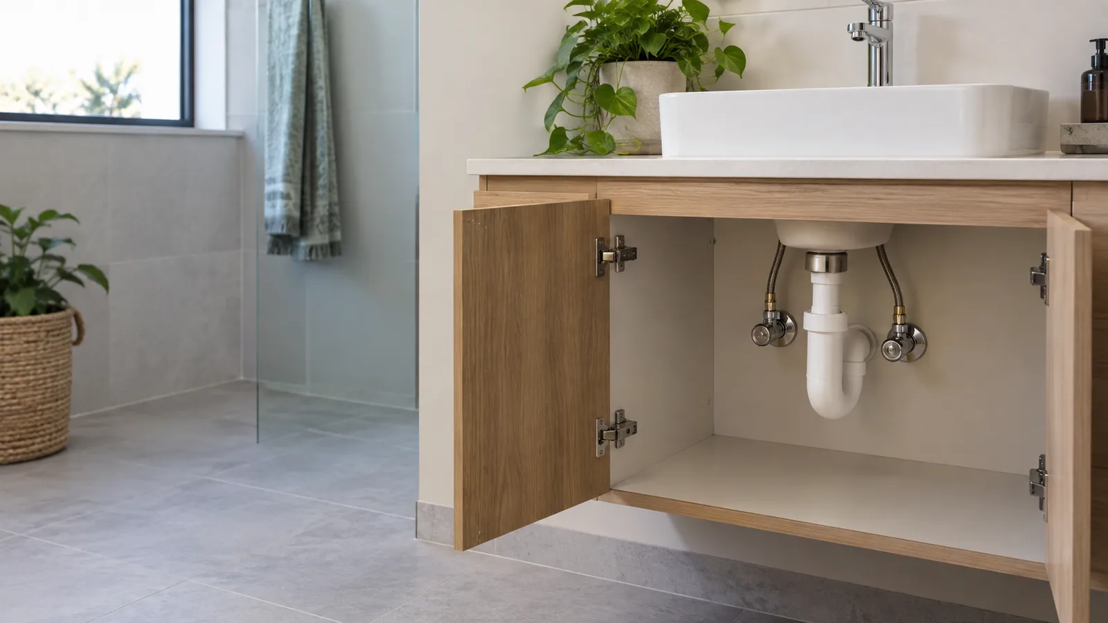 Sink and vanity plumbing service illustration